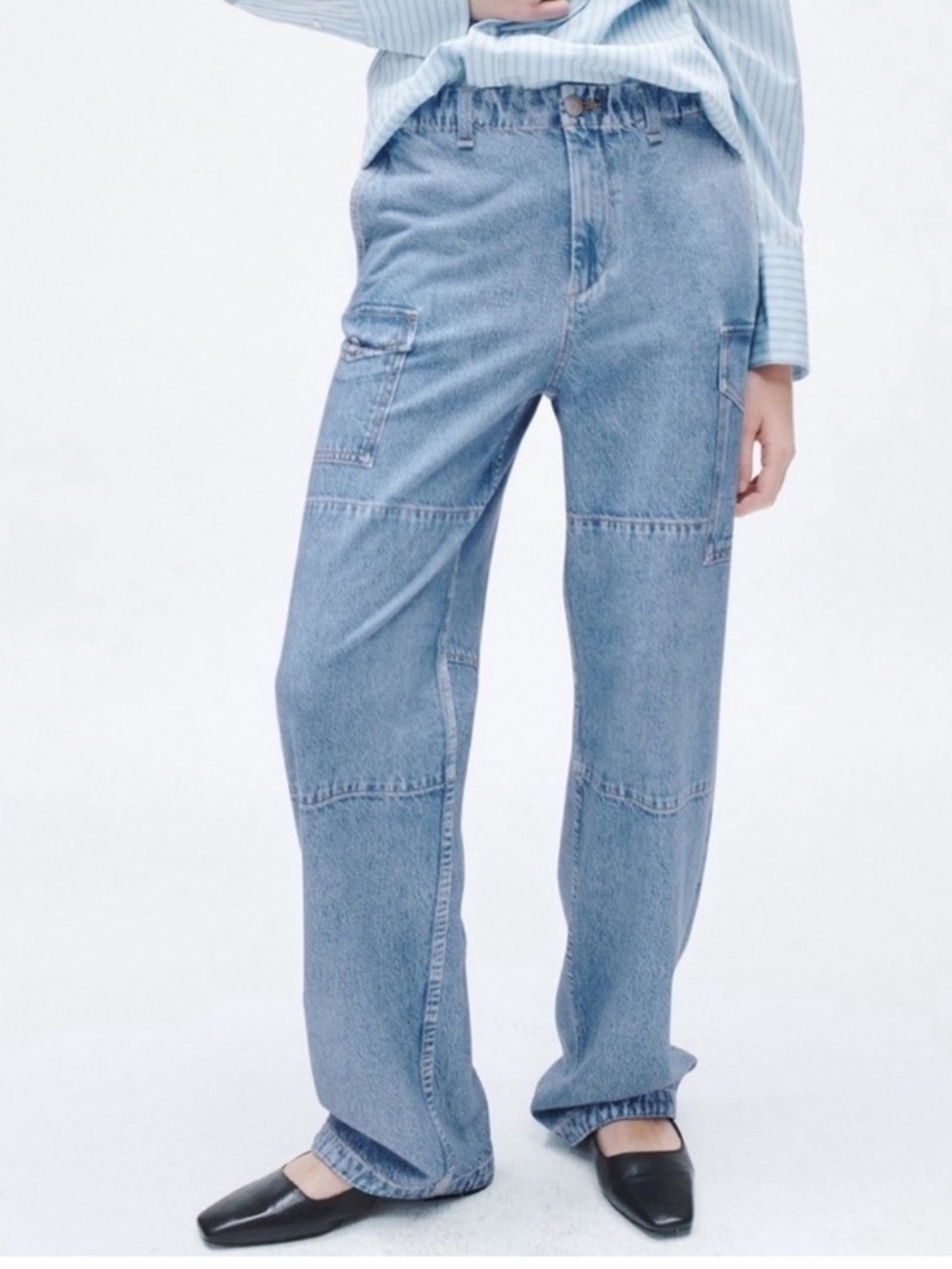 Rag & Bone Miramar Wide-Leg Cargo Sweatpant Jeans Blue 25